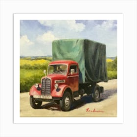 Red Truck With Tarp Art Print