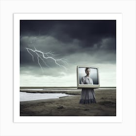 Tv On The Beach Art Print