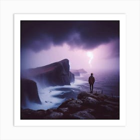 Man Standing On A Cliff 2 Art Print