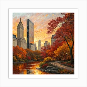 Central Park At Sunset Art Print