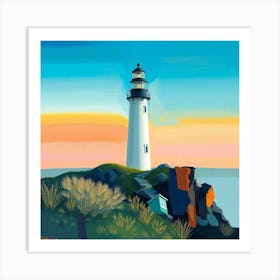 Lighthouse At Sunset 10 Art Print