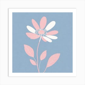 A White And Pink Flower In Minimalist Style Square Composition 159 Art Print