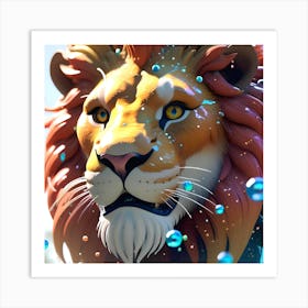 Lion With Bubbles 3 Art Print