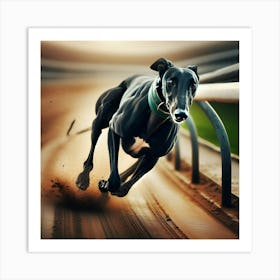 Greyhound Running On The Track Art Print