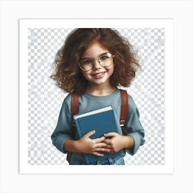 Little Girl Holding A Book 1 Art Print