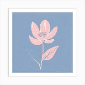 A White And Pink Flower In Minimalist Style Square Composition 503 Art Print