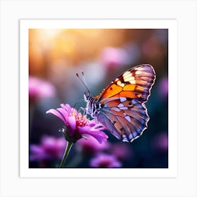 Butterfly On A Flower art print Art Print