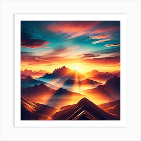 Sunrise Inspiration Wall Art A Stunning Mountain View With Motivational Quote For Uplifting Home Or Office Decor Print Art Art Print