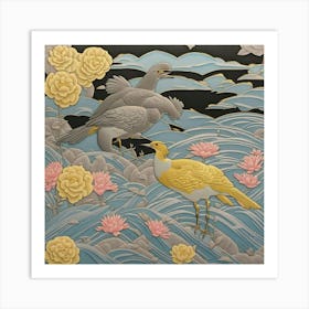 Japanese birds Art Print