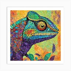 A Stunning Minimalist Abstract Art Featuring A Vibrant Chameleon Elegantly Adorned With An Array Of 668911348 (1) Art Print