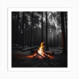 Campfire In The Woods Art Print