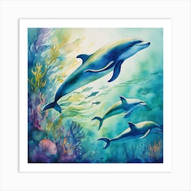 Dolphins In The Ocean Art Print