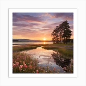 Sunrise Over A Loch Art Print