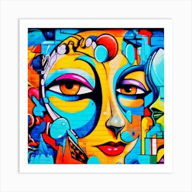 Street Art,Beautiful cubism graffiti Art Print