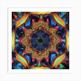 Octagonal Fractal Patternradiant Multicolour Luminousneonsynthography Abstract By Jacob Law 669169604 (3) Art Print