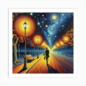 A man walks on path 3 Art Print