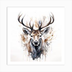 Deer Head Watercolor Painting 3 Art Print