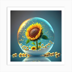 Name Manuela Yellow Sunflower Inside A Bubbl Art Print