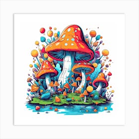 Mushroom Forest 1 Art Print