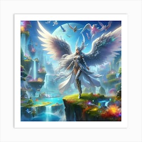 A Beautiful Angel With Metallic Armour Art Print