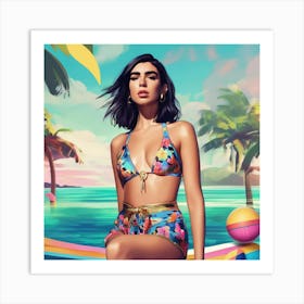 dua lipa colourful art print portrait 7 Art Print