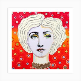 Lady - hair - red - retro - collage Art Print