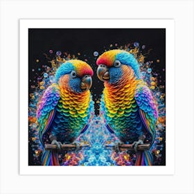 Rainbow Parrots Art Print