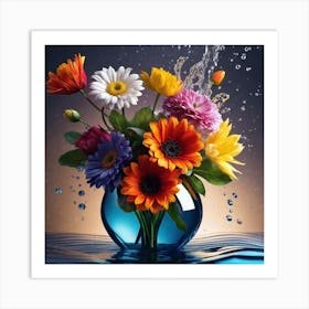 Colorful Flowers In A Vase 23 Art Print