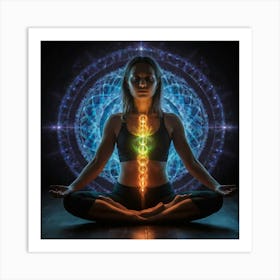 Woman In Meditation Energy auras Art Print