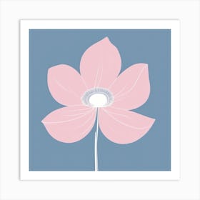 A White And Pink Flower In Minimalist Style Square Composition 724 Art Print