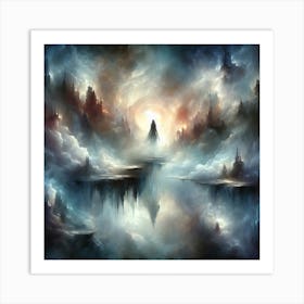 Lone Figure In The Clouds Art Print