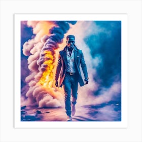 Man Walking Through Smoke Art Print