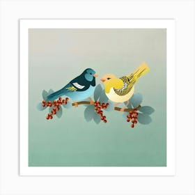 Two Birds On A Branch Art Print