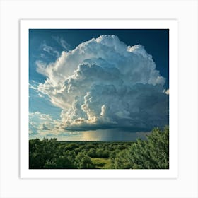 Cumulus Clouds Billowing High In An Overcast Sky Nature Landscape Bathed In Spring Air Sunlight Pi (6) Art Print