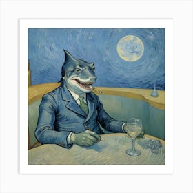 Crazy Shark In A Bar Art Print