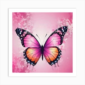 Pink Butterfly Wallpaper 1 Art Print