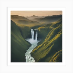 Waterfall In Iceland Art Print