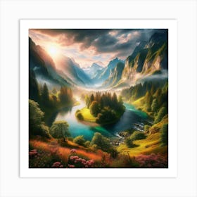 Sunrise In The Mountains Art Print