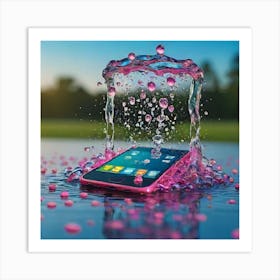 Pink Phone In Water 1 Art Print