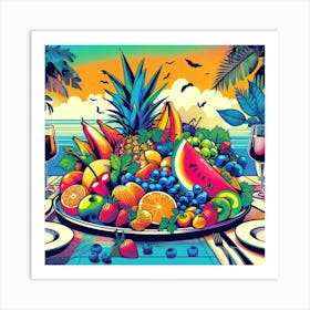 A colourful fruits, Pop Art 3 Art Print