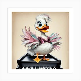 Duck On Piano Art Print