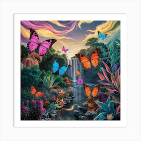 Butterflies In The Jungle Art Print