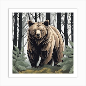 Brown Bear In The Forest 4 Art Print