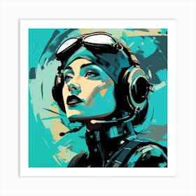 Girl In Aviator Gear Art Print