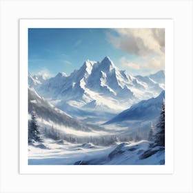 Snowy Mountains 1 Art Print