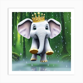 Elephant In The Rain 1 Art Print