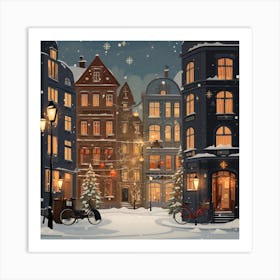 Christmas City Scene Art Print