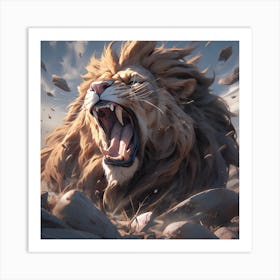 Lion Roaring Art Print
