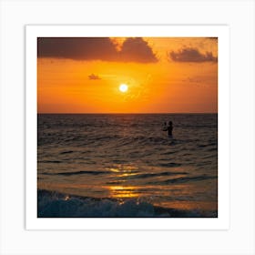 Relax Ocean Glow Earth Horizon Idylli Light Calm Dawn Paradise Sunrise Splash Banner At (14) Art Print