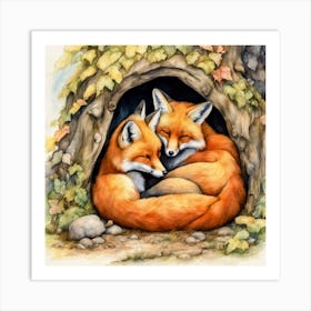 Foxes Art Print